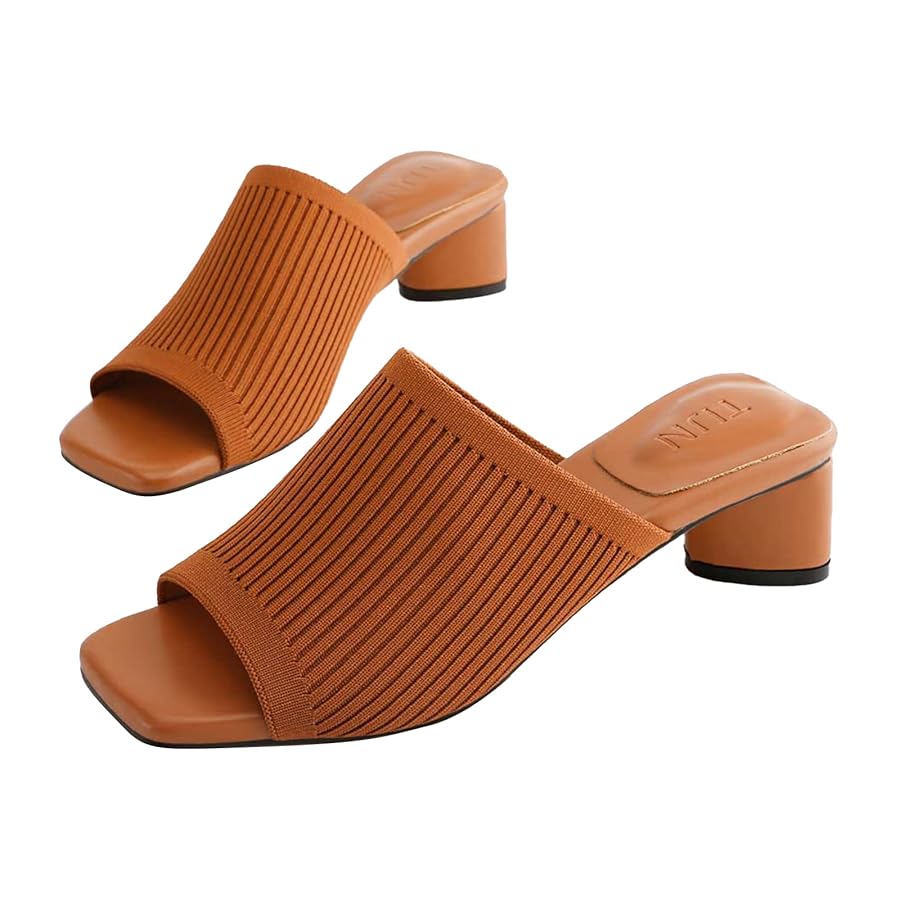 Amazon.com | TIJN Open Toe Heeled Mules for Women, Square
